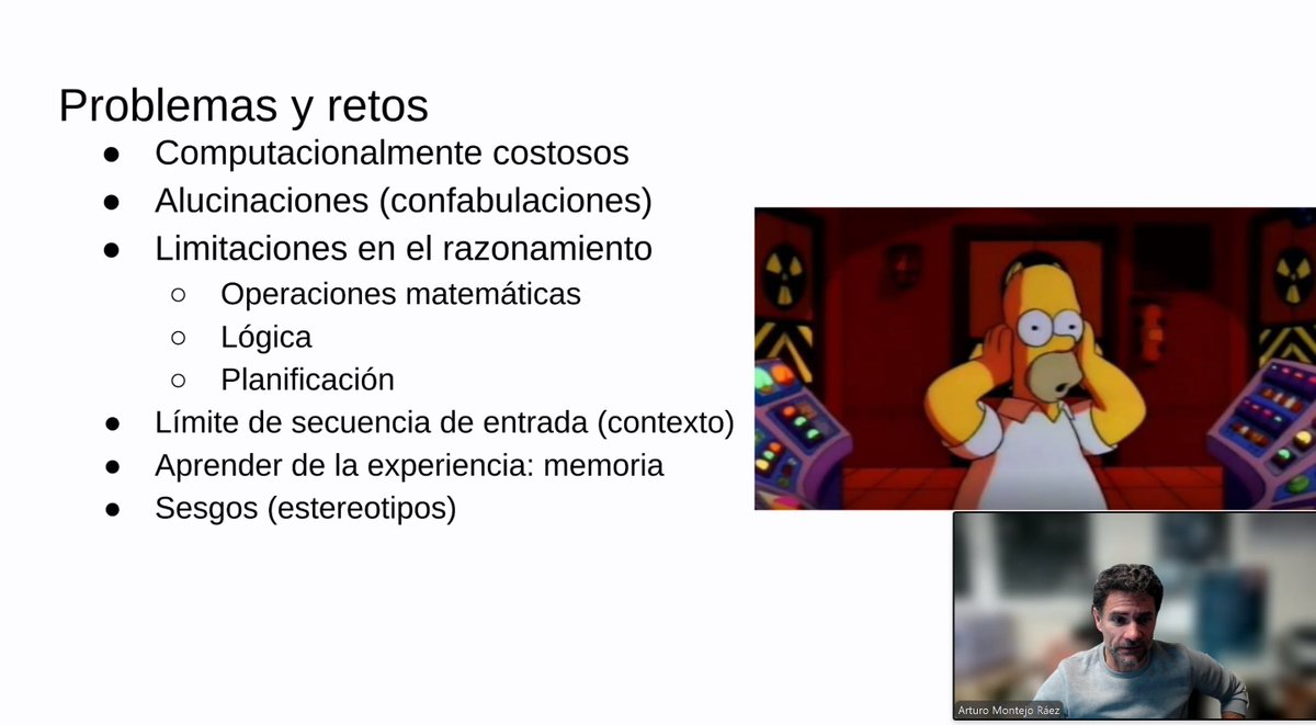 Hoy hemos disfrutado con la charla "Modelos del Lenguaje Generativos: limitaciones, aplicaciones y retos" impartida por @amontejoraez del grupo <a href="/NLP_SINAI/">NLP_SINAI</a> dentro del Máster en IA de la Facultad de Informática de la Universidad de Murcia <a href="/informaticaumu/">FIUM</a>. ¡Gracias Arturo!