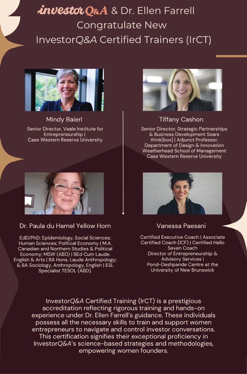 🎓 Congratulations to our newest InvestorQ&amp;A Certified Trainers (IrCTs)!   Thank you for being a part of our journey, and for your unwavering support of women in business.

#IrCTGraduation #Entrepreneurs #ChangeMakers #Trainers #Startup #BreakingBarriers #AtlanticEcosystem