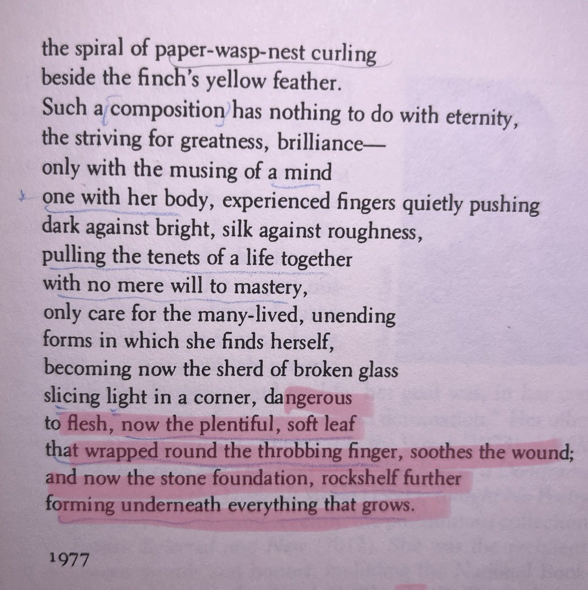 sensitive_bore's tweet photo. the end of “at the fishhouses,” elizabeth bishop, pub. 1955

the end of “transcendental etude,” adrienne rich, pub. 1978 https://t.co/ijLdYUEqv4