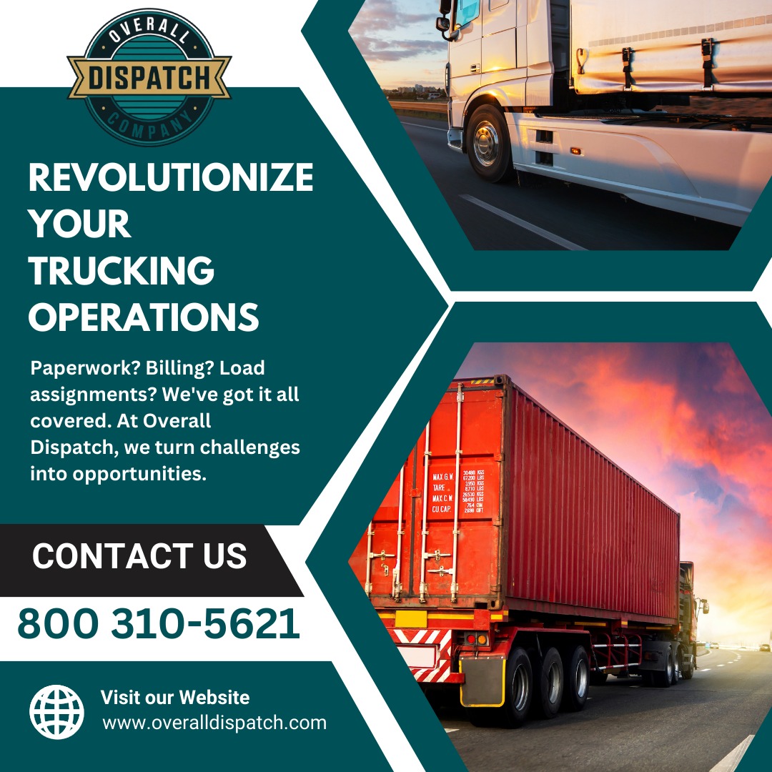 OverallDispatch's tweet image. REVOLUTIONIZE YOUR TRUCKING OPERATIONS 🚛
Say goodbye to the stress of paperwork, billing, and load assignments! Let Overall Dispatch turn challenges into opportunities for your trucking business. 💼✨
📞 Contact us today: 800-310-5621
🌐 Visit: overalldispatch.com