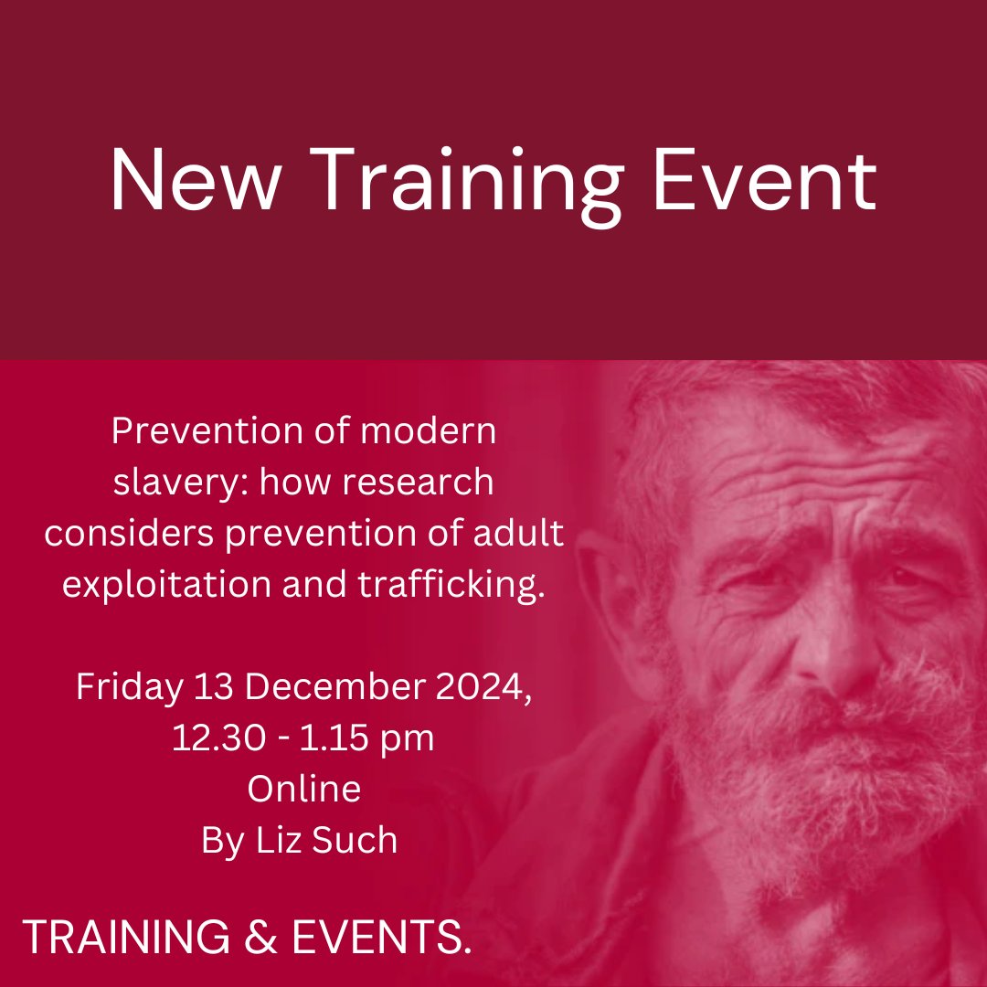Dr. Liz Such will present findings from her research on modern slavery prevention, commissioned by the Modern Slavery PEC. The study highlights that prevention efforts are often poorly understood, focusing mainly on post-exploitation survivor support.

modernslaverypec.org/latest/lunchti…