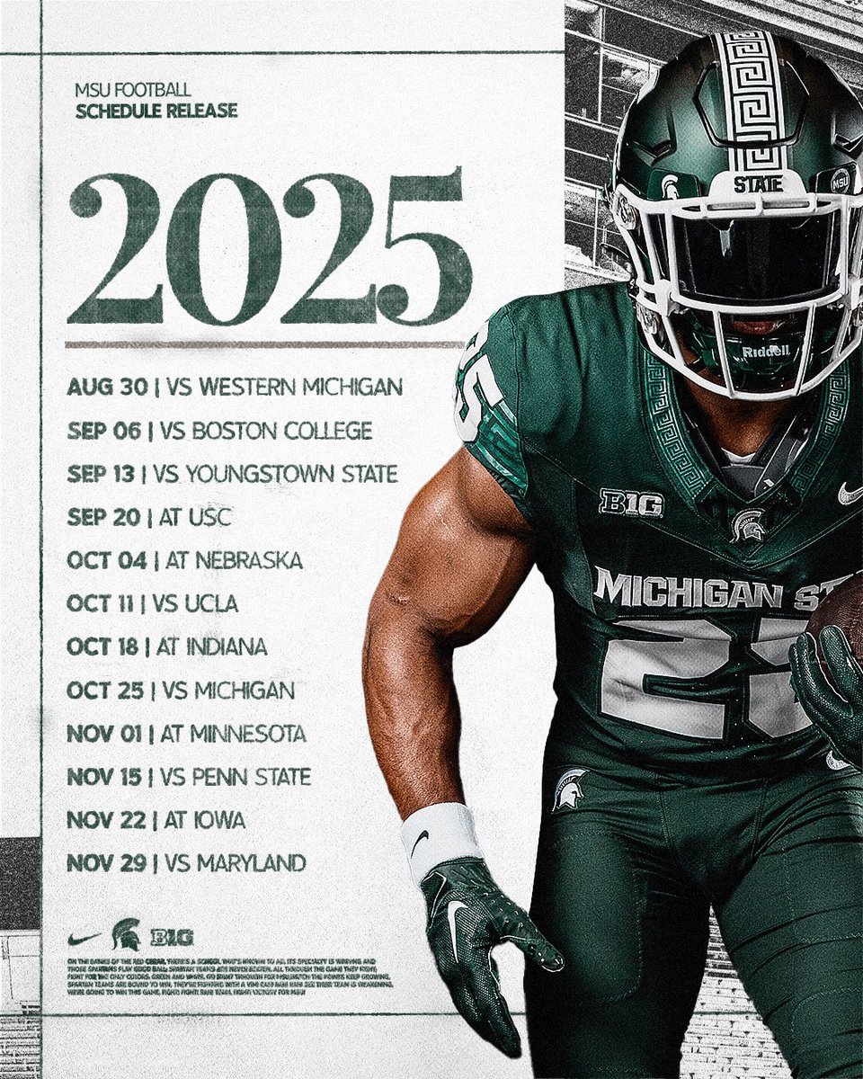 MSU_Football's tweet image. Our 2025 schedule is set 🗓️✅