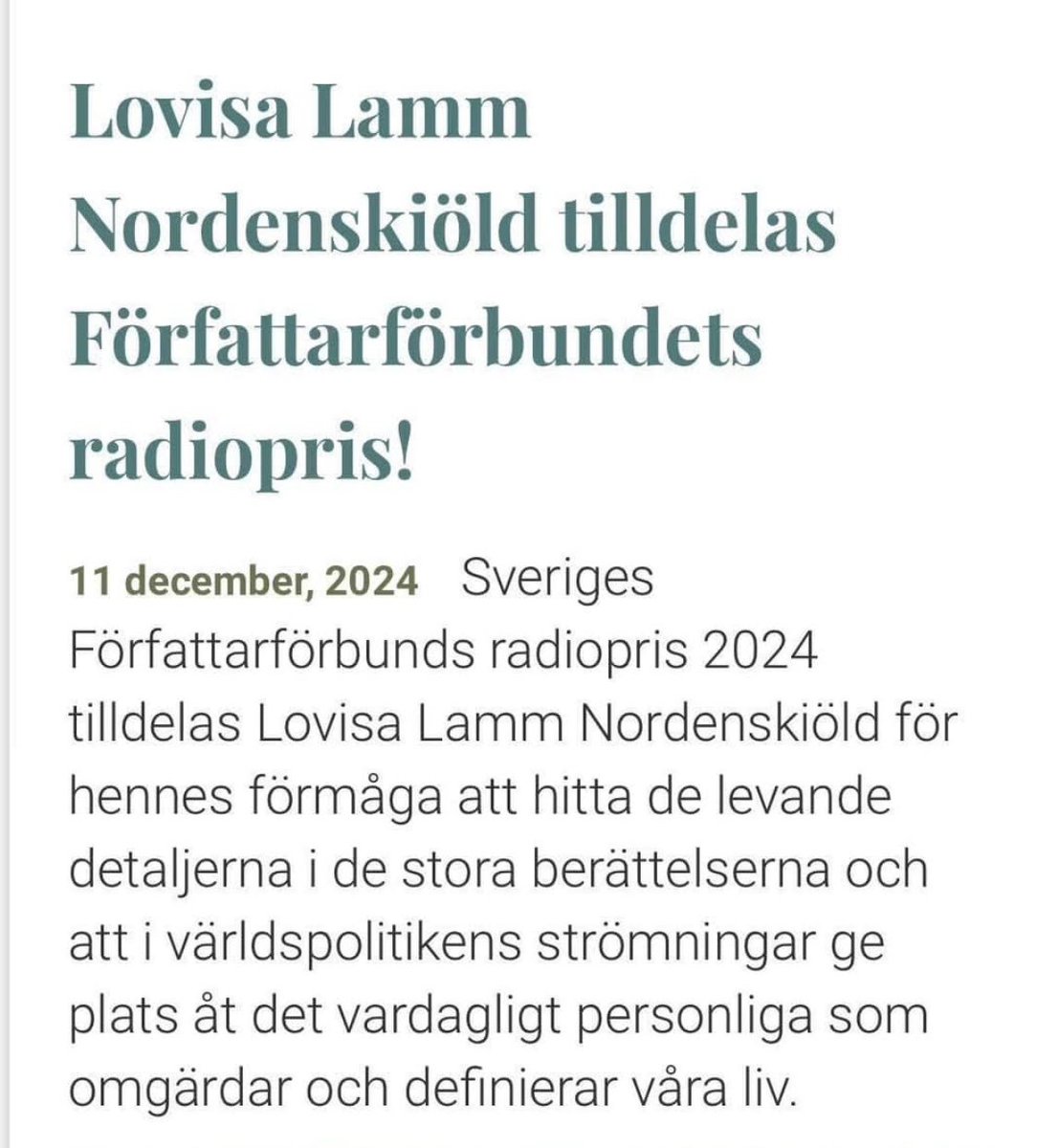 Så glad och väldigt hedrad!