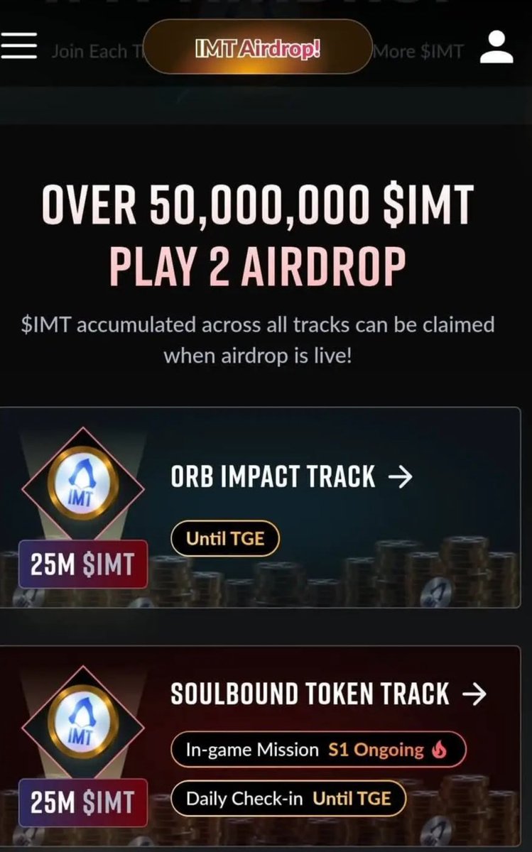 0xbananacutie's tweet photo. 50,000,000  $IMT Airdrop for everyone

Don't miss @immortalrising2
With $32 Fund Raised 👀it is free to farm 

#XION #xrp #btc #crypto #vertus #blum #tapswap 

Full details 👇
https://t.co/gnAtvlyyyZ https://t.co/6bCB0XqCbu