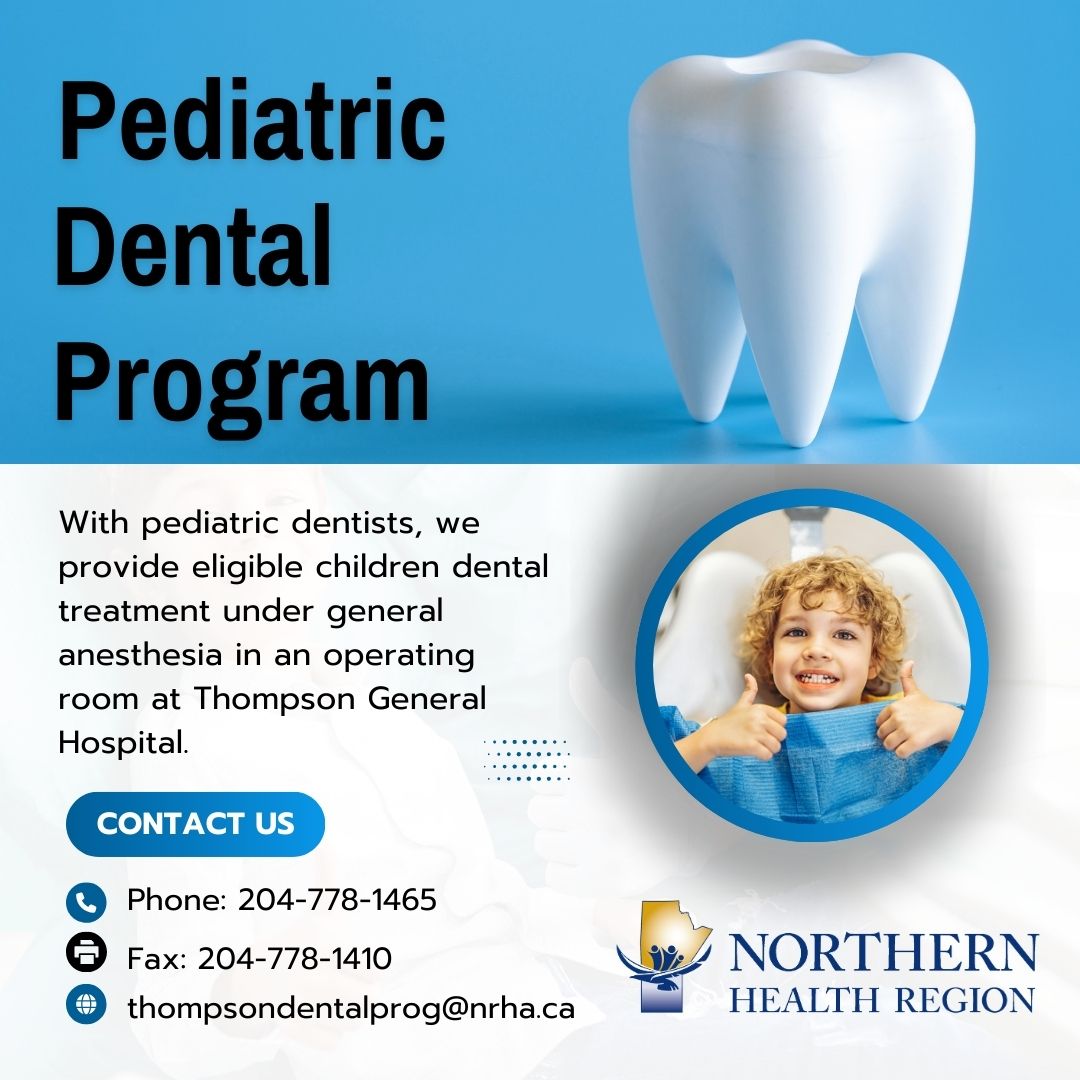 NorthHealthMB's tweet photo. Did you know there is a Pediatric Dental Program in Thompson? Visit our website for full details on eligibility and where to send your referral: 
https://t.co/5Y9EPqkOpt https://t.co/jHSbDw5hDu