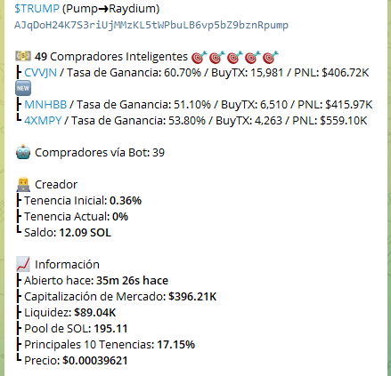 $TRUMP 

CA:
AJqDoH24K7S3riUjMMzKL5tWPbuLB6vp5bZ9bznRpump 

unirse grupo:
t.me/ToroGambles 

bot comprar:
t.me/dogeebot_bot?s…
