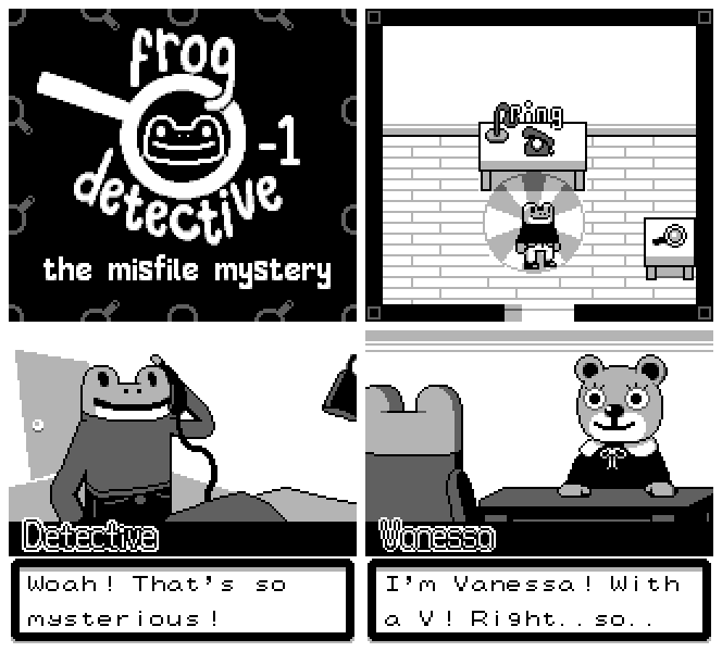 GameboyDemakes's tweet photo. When mystery is afoot, the shoe on that foot is none other than Frog Detective Minus 1 !
| #pixelart | #Gameboy https://t.co/xYdA2Qx8tP