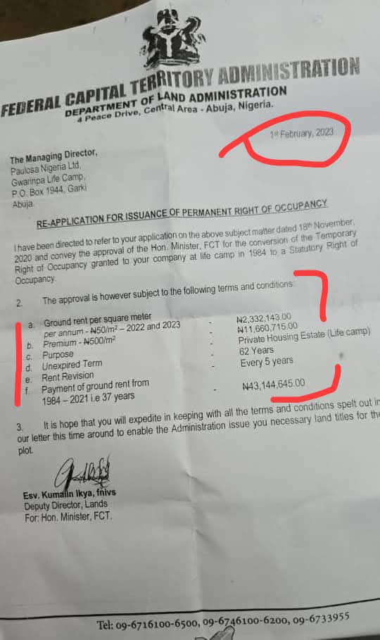 donpeaceful's tweet photo. the approval was revoked on October 10, 2024, more than 20 months after it was given.

"From the above, it should be clear that Paulosa Nigeria Limited never at any time, owned the land https://t.co/8m3fOW5Xu8