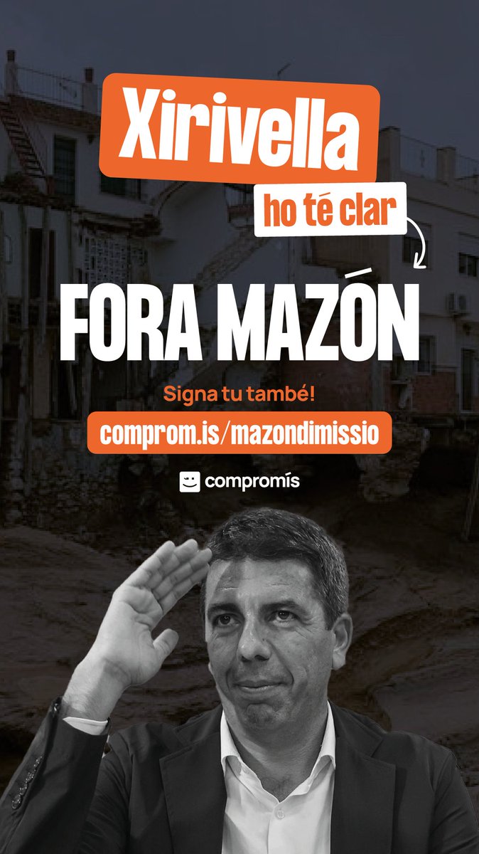 compromisXRV's tweet image. Si també penses que no podem tindre un irresponsable en la presidència de la Generalitat Valenciana, suma&apos;t a la campanya #ForaMazón. 

Firma ací: 👉 actionnetwork.org/forms/mazon-di…

#MazónDimissió