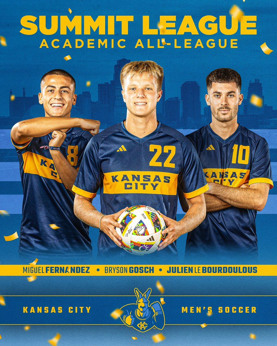 ⚽️ 𝐀𝐂𝐀𝐃𝐄𝐌𝐈𝐂 𝐀𝐋𝐋-𝐋𝐄𝐀𝐆𝐔𝐄 📚
Congrats to our three Academic All-League honorees, <a href="/miguicelta5/">Miguel Fernández</a>, <a href="/gosch_bryson/">Bryson Gosch</a> and <a href="/julienlebourdo6/">julien le bourdoulous</a>!
READ ➡️ bit.ly/3ZzQAPs
#ROOUP | #DeclareKC