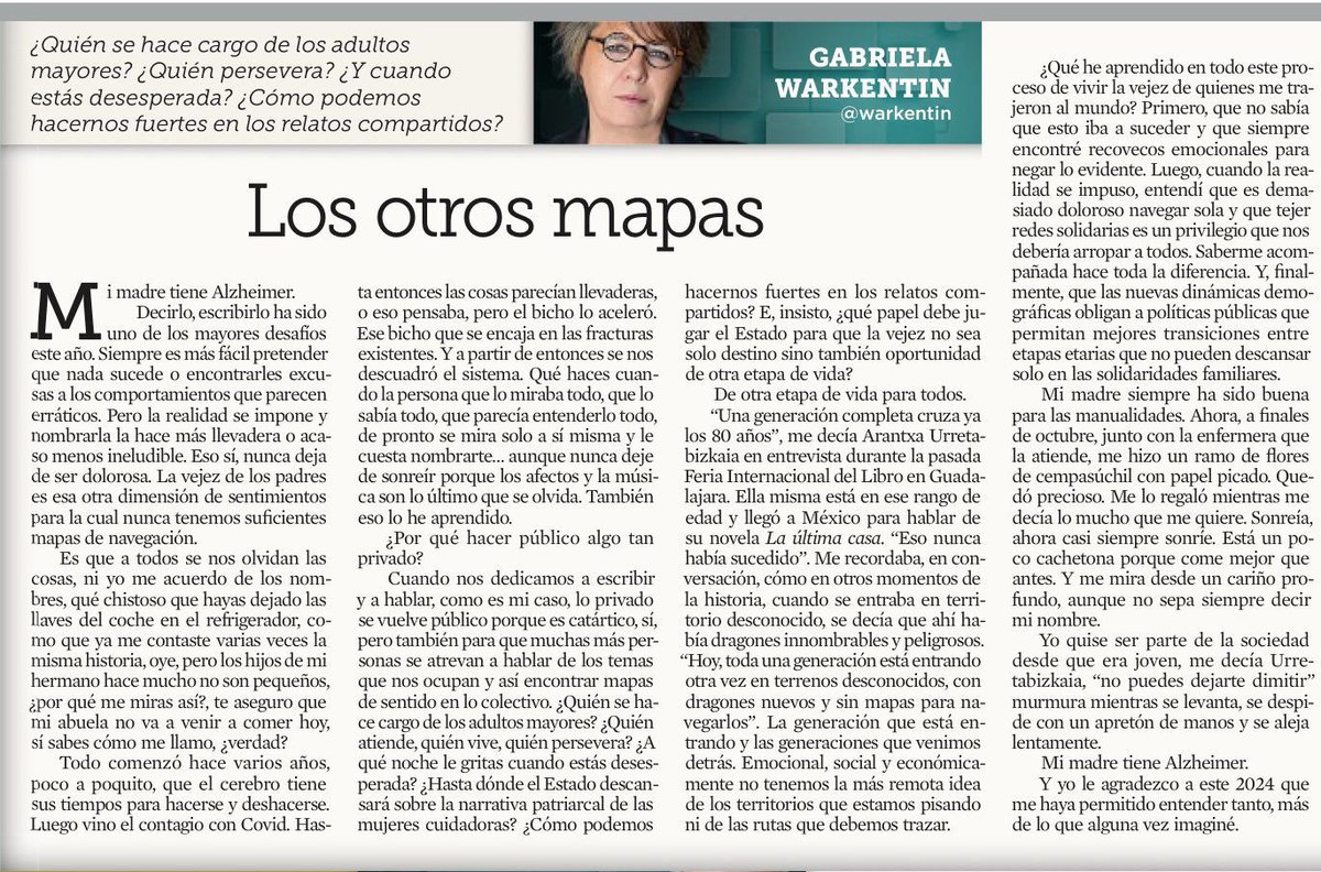“La vejez de los padres es esa otra dimensión de sentimientos para la cual nunca tenemos suficientes mapas de navegación”. 
Bellísimo texto. 
Te abrazo, <a href="/warkentin/">Gabriela Warkentin</a> ❤️