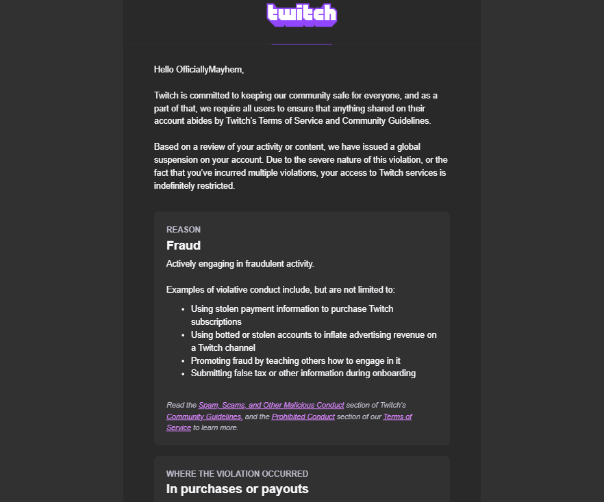 FlameDragonMG's tweet photo. @Twitch @TwitchSupport @djclancy999 cmon twitch, y'all are really back at it again for false banning? @Its_Me_Mayhem was live streaming when yall decided to do this to him. You need to fix this. Give him is Account back. He is an amazing streamer, he his super supportive to all. https://t.co/NHaLAAOnTR