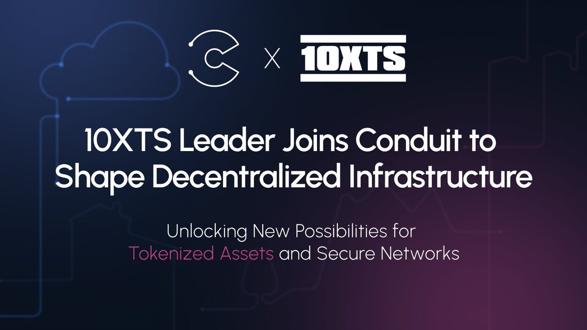 conduit_network's tweet photo. Leading real world asset tokenization company 10XTS joins Conduit 🚨

Together, we’re building the future of decentralized infrastructure, unlocking new possibilities for tokenized assets and secure networks.

Read more 👇
https://t.co/hRcO0sWRzW https://t.co/kYZ8SiWFM6