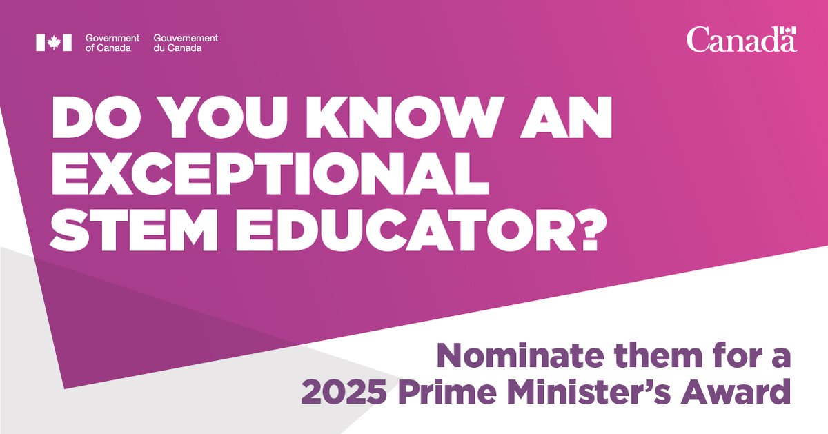 ISED_CA's tweet image. Want to nominate an outstanding educator for a #PMAward? Follow our step-by-step instructions to prepare your nomination package. The deadline is January 15. 

canada.ca/en/services/sc…
