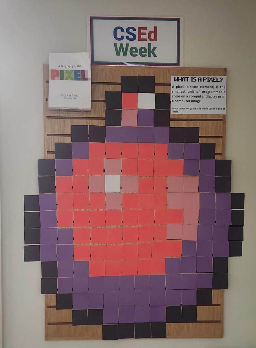melinee_library's tweet photo. Upper School celebrated #ComputerScienceEducationWeek in the library with #practicingpixels activity packet - pix(ture) this -focusing on pixels when creating images & visiting our interactive digital library page @CarrolltonSH @RSCJUSC https://t.co/CZjbkUCJE4