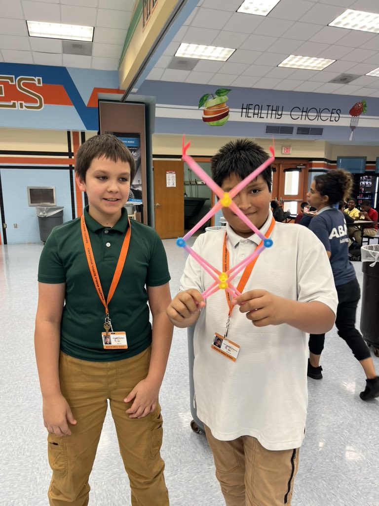 AJMicieli's tweet photo. These two future engineers are using @strawbees to create different types of tools.

They are so proud of their creations that they have found a location to display their work so that others will be inspired. https://t.co/gGxDDgTlhi