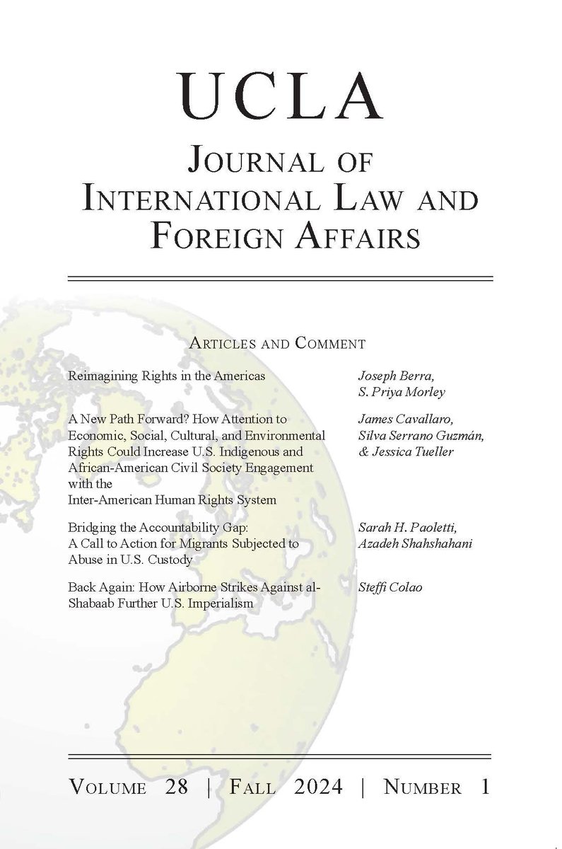 ashahshahani's tweet photo. Our new law review article for the UCLA Journal of International Law and Foreign Affairs! On seeking accountability using the international human rights mechanisms for abuses inflicted on migrants in U.S. custody. 

With Professor Sarah Paoletti @pennlaw
https://t.co/NZ6ayLCSK5 https://t.co/PaVaPY3Ujh