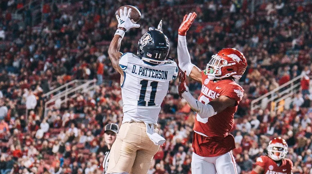PeteNakos's tweet photo. FIU transfer WR Dean Patterson has visits lined up to Arizona, Kansas and Georgia Tech, @nxtsportsagency tells @on3.

The 6-foot-2, 202-pound WR had 50 catches for 685 yards and 9 total touchdowns this season. Will have one year of eligibility.

https://t.co/Y4uW2HceJG https://t.co/ZZNXt47Dq7