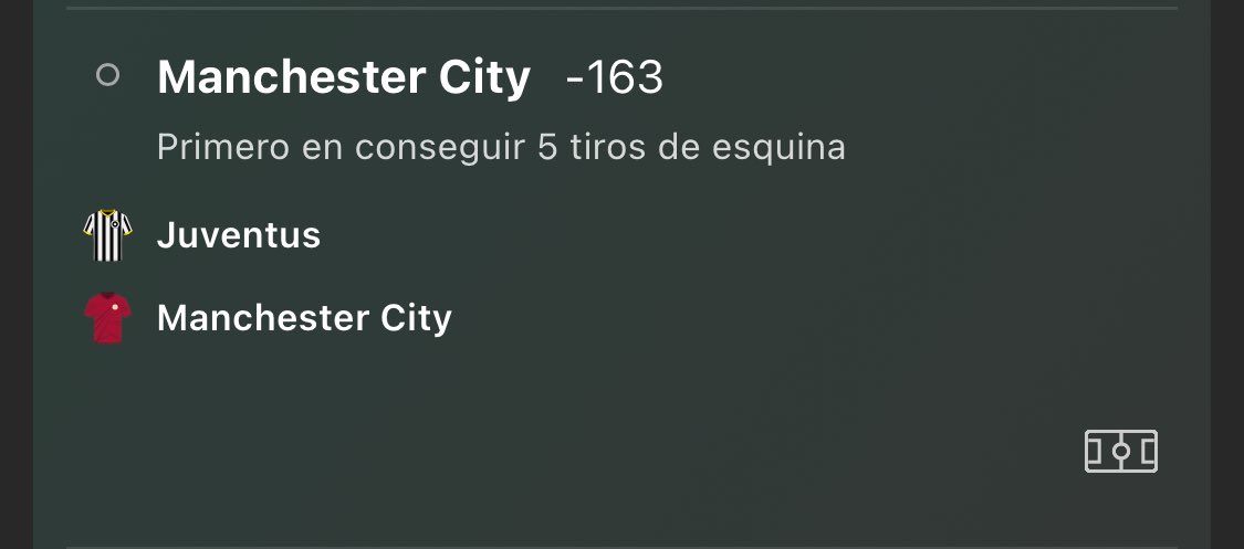PICK 17 FUTBOL CHAMPIONS LEAGUE

-MANCHESTER CITY PRIMERO EN CONSEGUIR 5 CÓRNERS 

MOMIO -163

#ManchesterCity #Juventus #ChampionsLeague