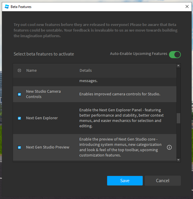 a_mb0385's tweet photo. @Bloxy_News you can enable it under file -> beta features btw and it looks so fucking cool https://t.co/y3foVFarbr