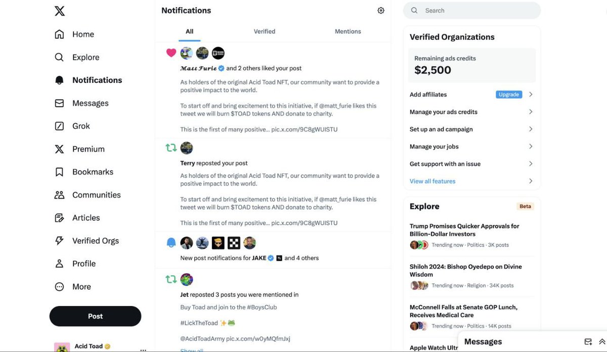 Matt Furie just liked our tweet!

Make sure to join our Telegram for video proof: t.me/AcidToadArmy

Get ready for a $TOAD token burn and charity donation!