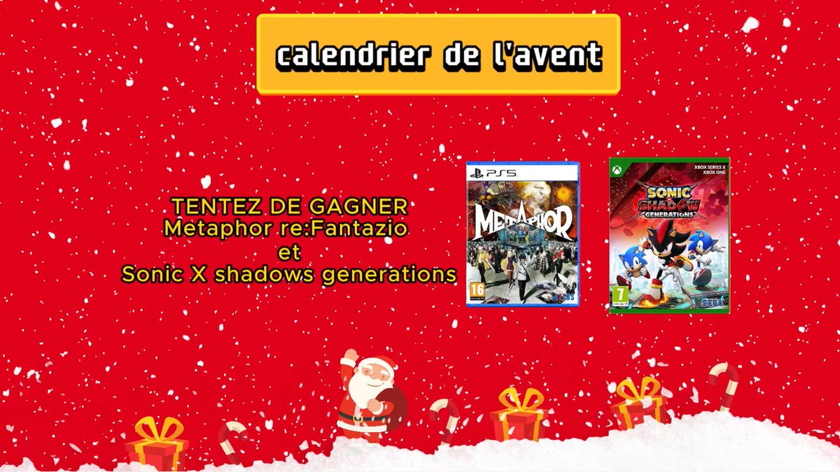 HypergamesA's tweet image. #Concours
Jour 12 du Calendrier de l'Avent Hypergames 🎅
Pour participer :
➡️RT + Follow @HypergamesA et @PLAION_FR
➡️Like + commente avec le #Metaphor
TAS le 12/12 à 17h.
1 gagnant(e)
Règlement : hypergames.com/12/2024/calend…