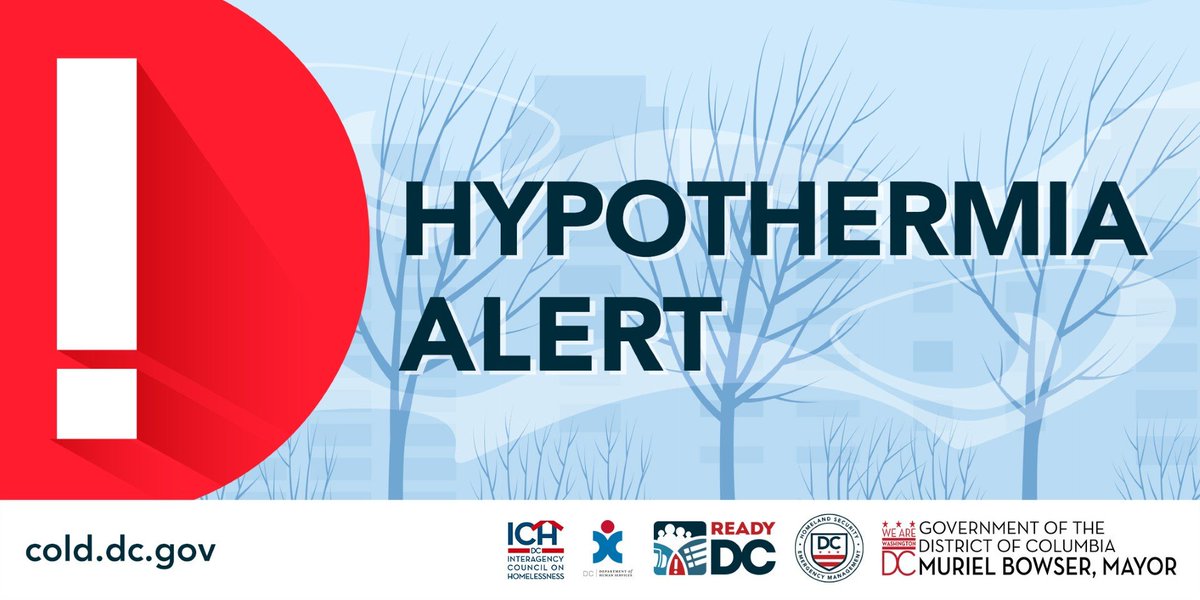 🚨NOTICE🚨

December 11, 2024: the District’s Hypothermia Alert will be ACTIVATED at 7PM.

Check on unsheltered neighbors, seniors, and other vulnerable individuals.

If you see someone in need of shelter, call:

📞 202-399-7093 or 311
📞911 if there’s an immediate safety risk