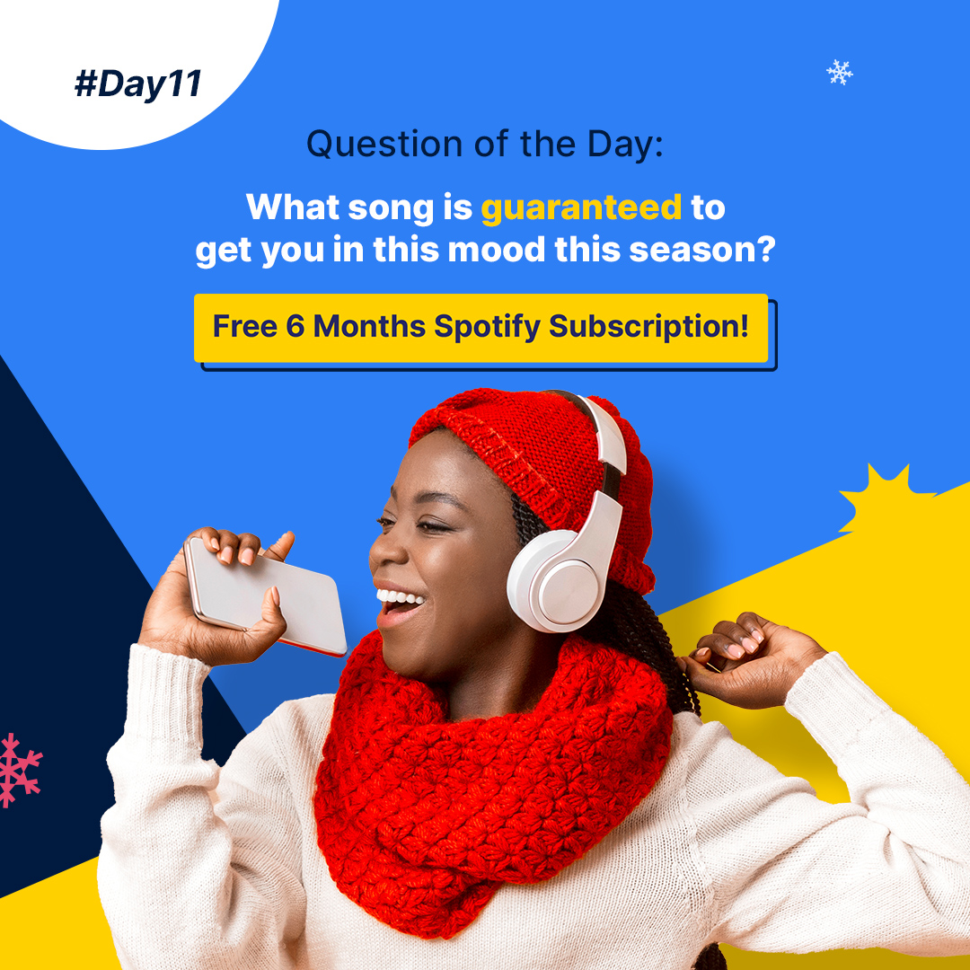 TransferGoAfric's tweet photo. Drop your answer in the comments and you might just win a free 6 months Spotify subscription.

Let’s go!

#TransferGoAfrica #TransferGoChristmas #12DAYSOFCHRISTMAS #DettyDecember https://t.co/0Y5w2tINMw