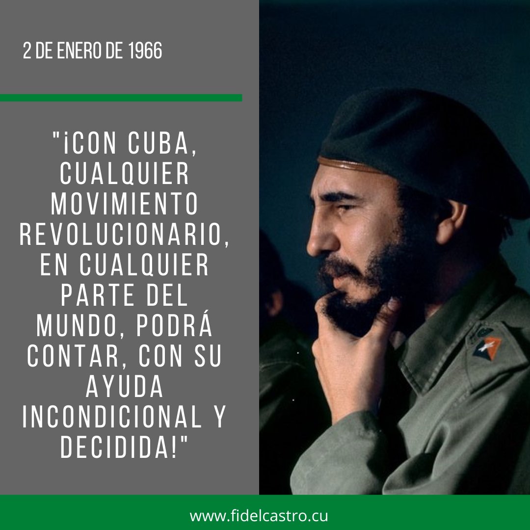 📅2 de enero de 1966 🎙️#FidelCastro: "¡Con Cuba, cualquier movimiento revolucionario, en cualquier parte del mundo, podrá contar, con su ayuda incondicional y decidida!"

👉acortar.link/50QpPv