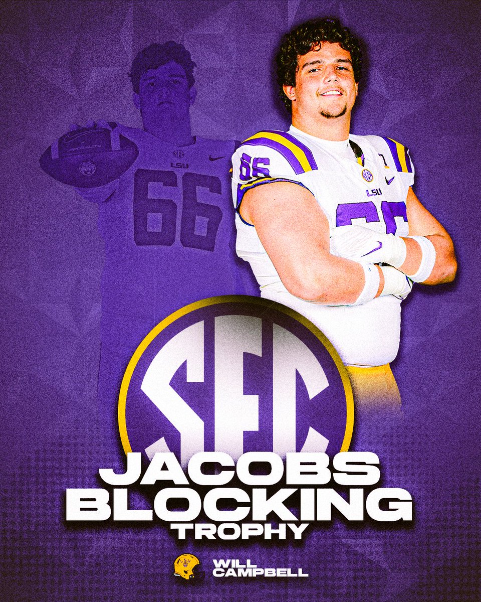Southeastern Conference (@sec) on Twitter photo 🏈 2024 #SECFB Jacobs Blocking Trophy
Will Campbell, <a href="/LSUfootball/">LSU Football</a>
🔗 secsports.social/fbawards24 🏈 2024 #SECFB Jacobs Blocking Trophy
Will Campbell, <a href="/LSUfootball/">LSU Football</a>
🔗 secsports.social/fbawards24