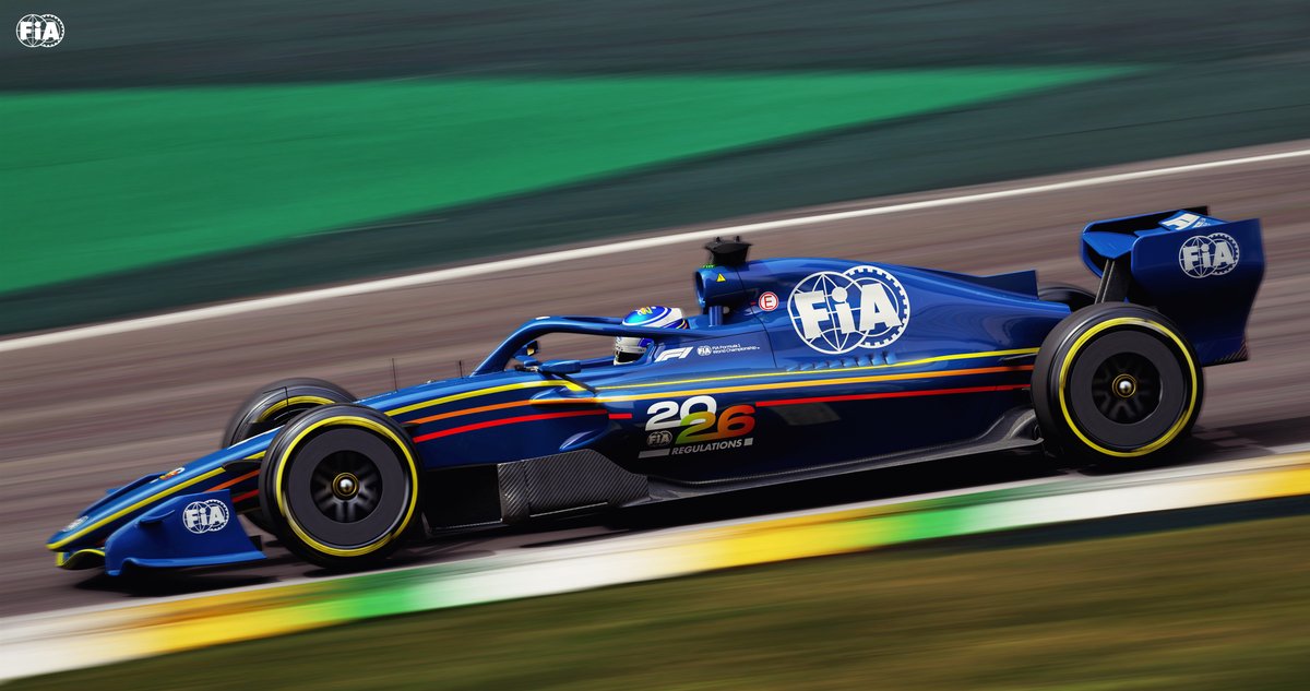 fia's tweet photo. FIA Formula 1 concept. On track renders. 

#FIA #F1 https://t.co/M1bkXJslq6