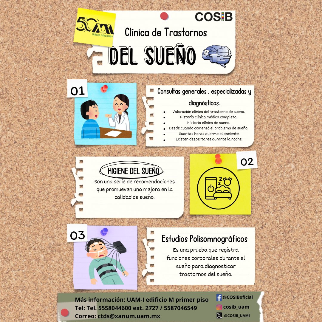 COSIB_UAMI's tweet photo. 🌙 ¡Descubre la Clínica de Trastornos del Sueño de la UAM-I! 🛌💤
Lunes a Viernes de 8:00 a 16:00 hrs. Ubicación: edificio “M” planta alta.
📱Celular: 55 8704-6549
📧Correo: ctds@xanum.uam.mx
#ClínicaDelSueño #UAMI #SaludDelSueño #DormirMejor #SueñoReparador #Bienestar https://t.co/H5aWW6Je4n