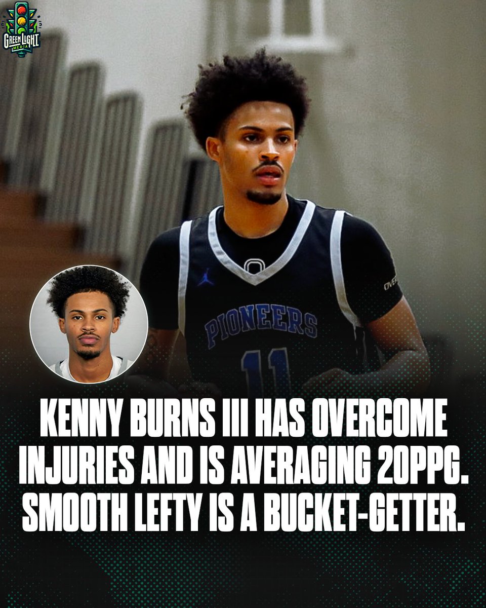 greenlightbball's tweet photo. Kenny Burns III is back from injury and tearing up the NAIA level. Crafty lefty has a smooth jumper and creates a ton of separation on stepbacks.

Averaging nearly 19.8PTS on 45% FG / 34% 3PT splits, and 4AST per game.

The Atlanta native began his career at Kennesaw State.

@KennyburnsIII
