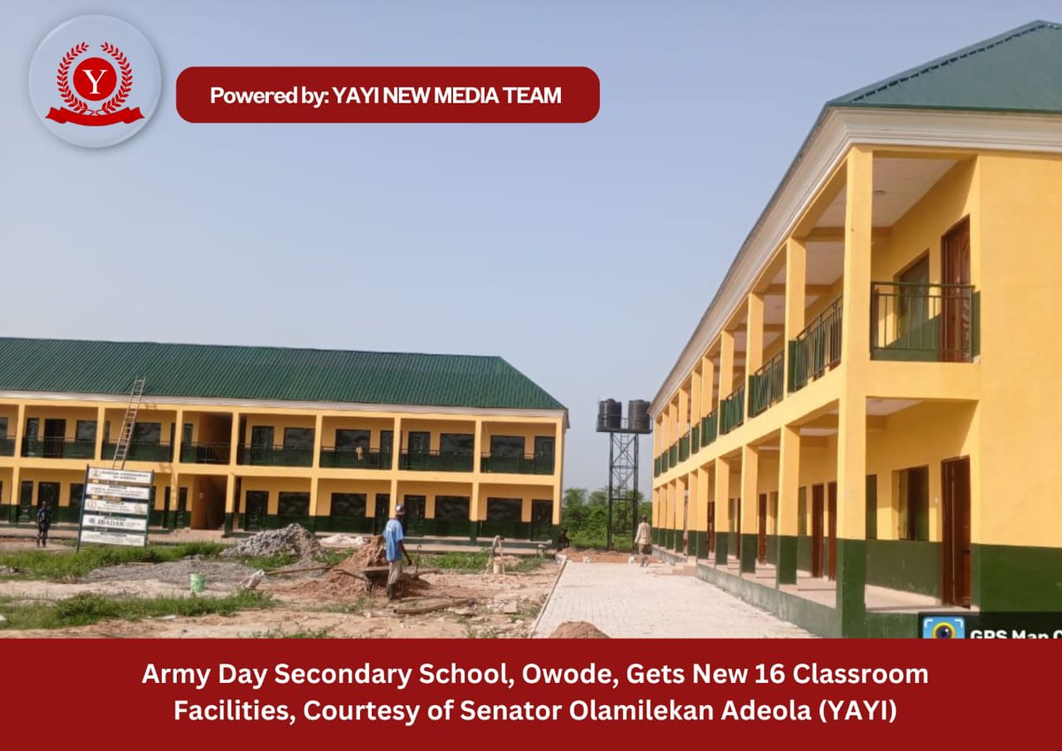 ksayankee's tweet photo. Army Day Secondary School, Owode, Gets New 16-Classroom Facility Courtesy of Senator Solomon Olamilekan Adeola YAYI

In a significant boost to educational infrastructure, Army Day Secondary School, Owode, in Yewa South Local Government, now boasts 2 blocks of 16 classrooms https://t.co/zyJij54gxd