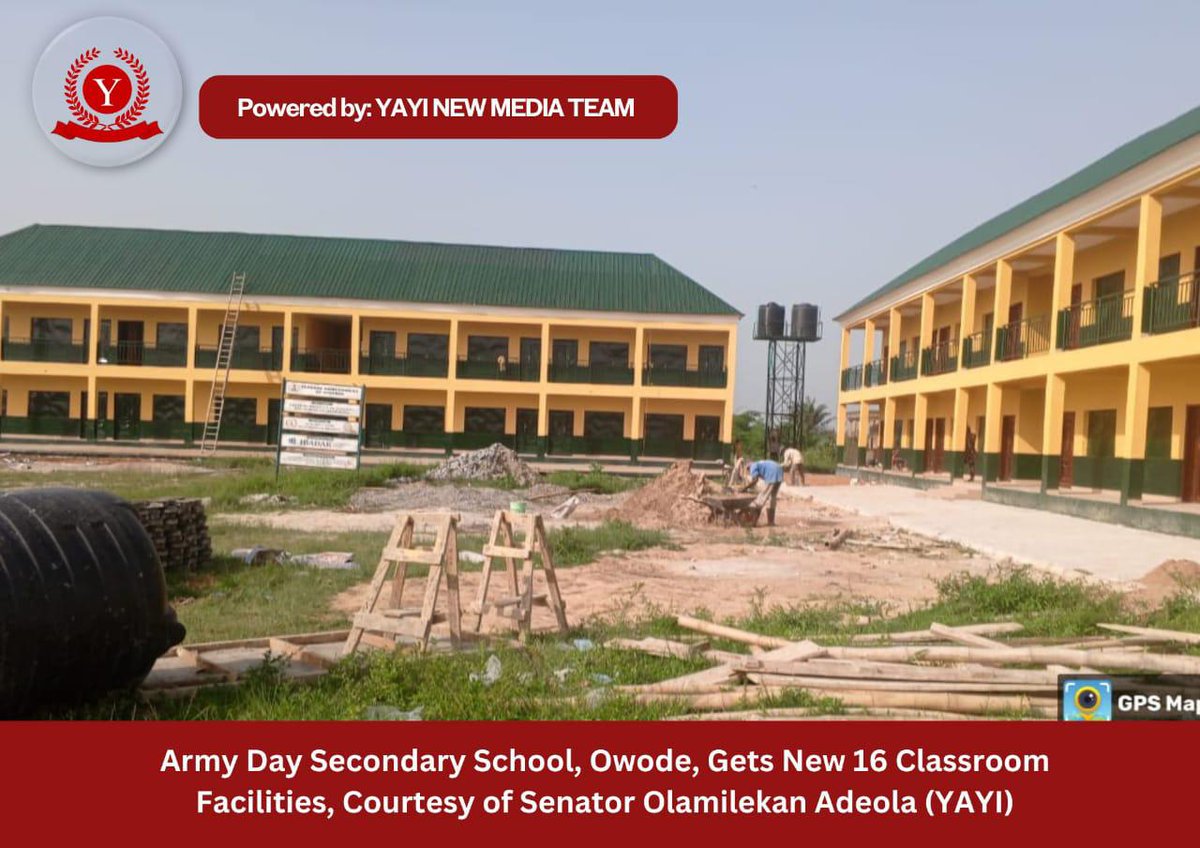 ksayankee's tweet photo. Army Day Secondary School, Owode, Gets New 16-Classroom Facility Courtesy of Senator Solomon Olamilekan Adeola YAYI

In a significant boost to educational infrastructure, Army Day Secondary School, Owode, in Yewa South Local Government, now boasts 2 blocks of 16 classrooms https://t.co/zyJij54gxd