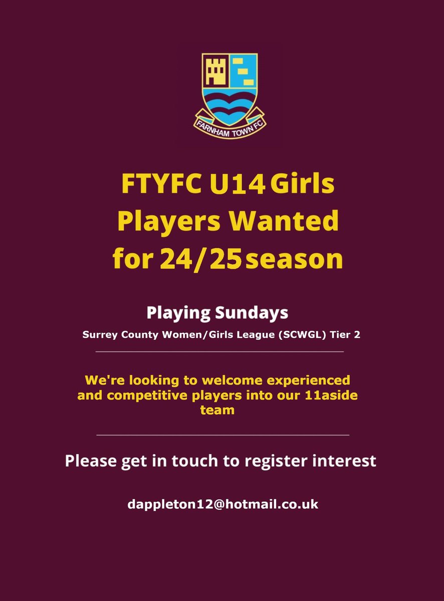Great opportunity for any U14 girls looking for a team ⚽️