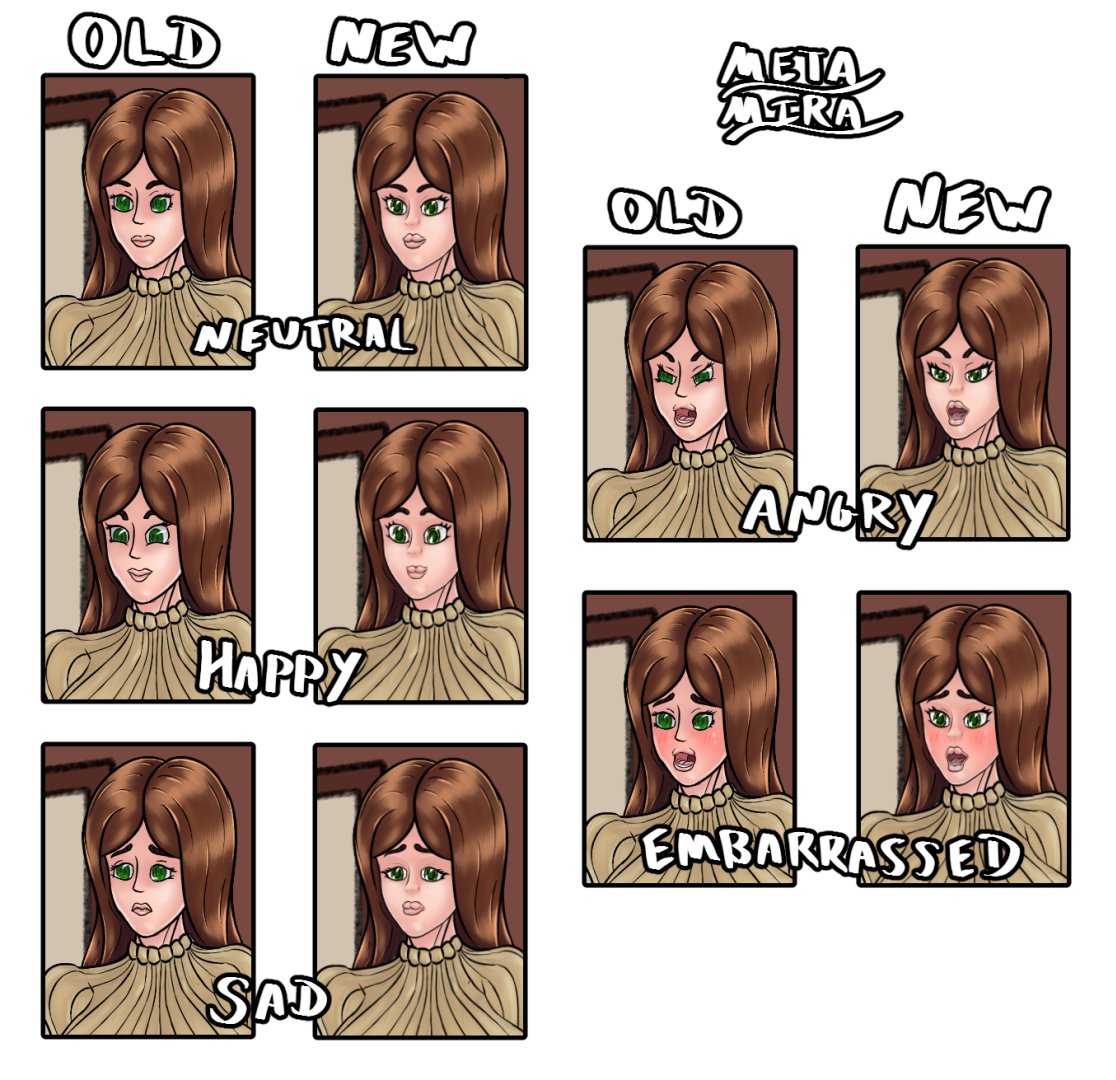 I'm planning to release v0.32 of "A Very Full House" this weekend, so I've been busy finishing up all of the new art that my supporters voted for!

Here's a look at some of the new facial art that's coming in the update!