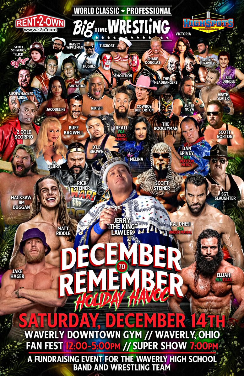 3 DAYS AWAY! 

It all takes place at the Downtown Gym in Waverly OH!

Fan Fest 12-5pm, Steiner’s Q&amp;A 5-6pm, Super Show 7pm! 

Tickets start at $20, plenty of tickets available at the door!

Get your tickets at wcpbtw.com!