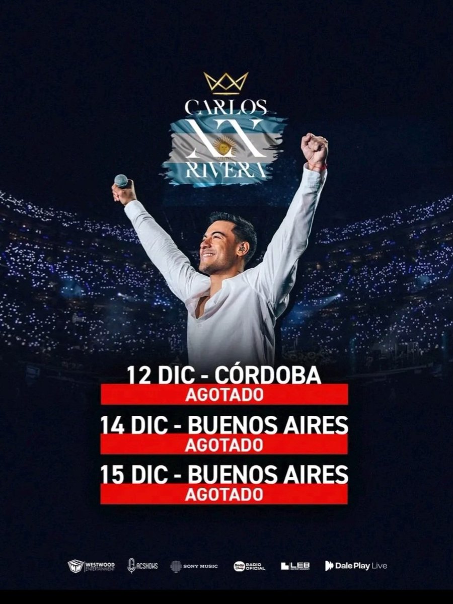 Ritu_0104's tweet image. #CarlosRiveraXX #Argentina SOLD  OUT!🎉💙
@_CarlosRivera
.
@Online_RiveraP  @ORiverargentina 
.
#RiveristasOnline
