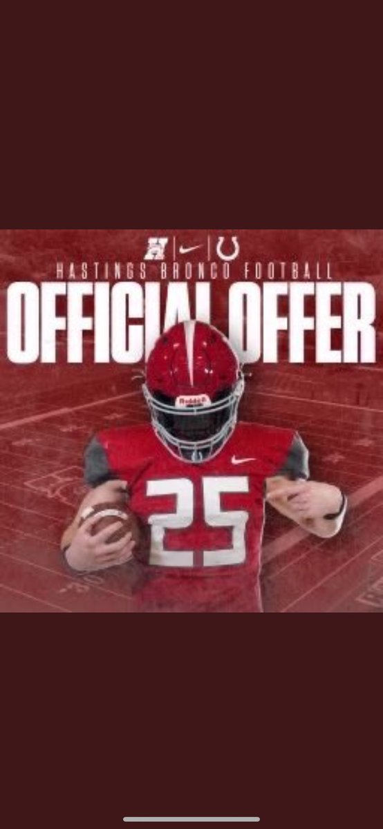 After a great conversation with <a href="/Coach_MDixon/">Michael Dixon</a> I am truly blessed to receive my first offer from Hastings college <a href="/HCBroncoFB/">Hastings College Football</a> <a href="/WildcatParis/">Paris Wildcat Football</a> <a href="/One11Recruiting/">One11 Recruiting</a> <a href="/ExpoRecruits/">Expo Recruits</a>