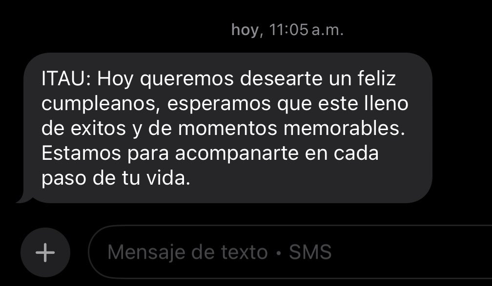 fvlez's tweet photo. @itaucol más desconectados de sus clientes imposible. No solo por sus canales digitales obsoletos como su website, otros que no funcionan como su app. Sino además que no pueden poner a funcionar el CRM con datos reales. Me llega el mensaje de cumpleaños 2 días después. https://t.co/IOfLFy0jsP