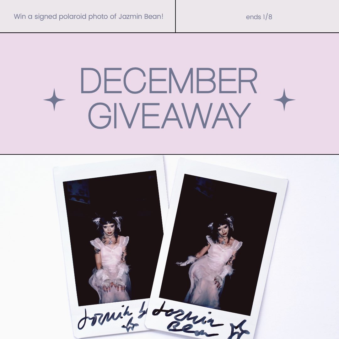 Unclear Magazine (@unclearmag) on Twitter photo GIVEAWAY: Follow us on here and Instagram and RT to win a signed polaroid photo of our December cover story, <a href="/abortjazminbean/">jazmin bean☆彡</a>! Winner chosen on January 8th. GIVEAWAY: Follow us on here and Instagram and RT to win a signed polaroid photo of our December cover story, <a href="/abortjazminbean/">jazmin bean☆彡</a>! Winner chosen on January 8th.