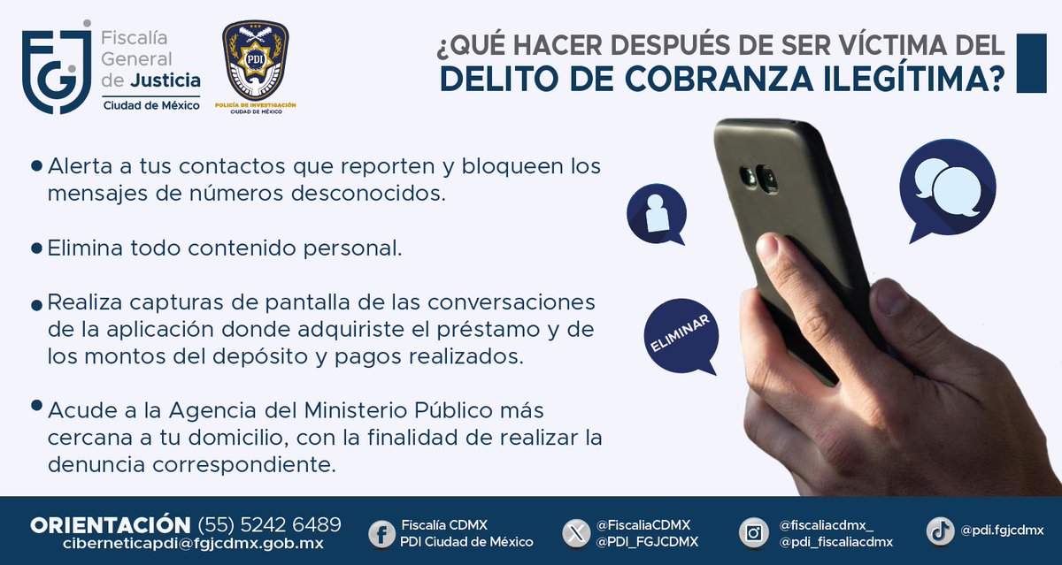 PDI_FGJCDMX's tweet photo. La #PDI cuenta con la Unidad de Inteligencicobraa Cibernética, si requieres orientación, comunícate al (55) 52426489 o escríbenos a ciberneticapdi@fgjcdmx.gob.mx
En este tipo de operaciones ten en cuenta las siguientes recomendaciones: https://t.co/aRMJSn21cC