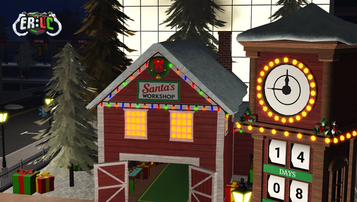 PRC_Roblox's tweet image. 🕑Winter Update coming soon!❄️

The clock tower is counting down to Christmas, and Santa&apos;s workshop is going to be busy! Who else has been looking forward to the snowy map all year? Stay tuned over the next several days! #Roblox #ERLC 🎁
