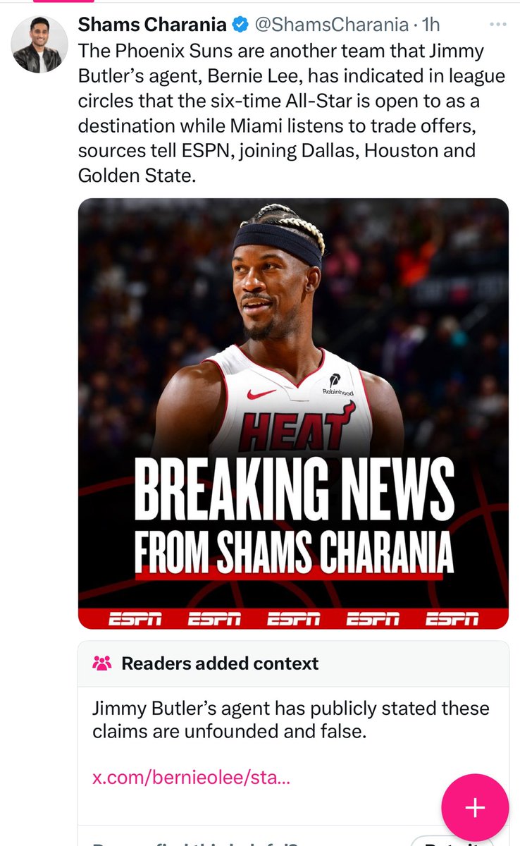 TheDunkCentral's tweet photo. Shams just got hit with the community notes 😳 https://t.co/B7YiZaJxAF