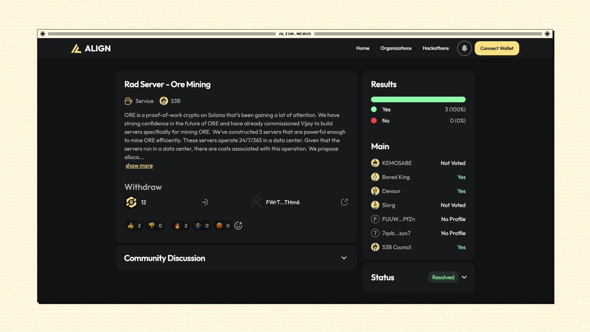 His current successful venture — ORE mining for Radiants! 🌟

Previously, Vijay has proposed an initiative to run such operations for Radiants through the <a href="/AlignNexus/">Align</a> platform, while also setting up logistics and acquisition of the servers.