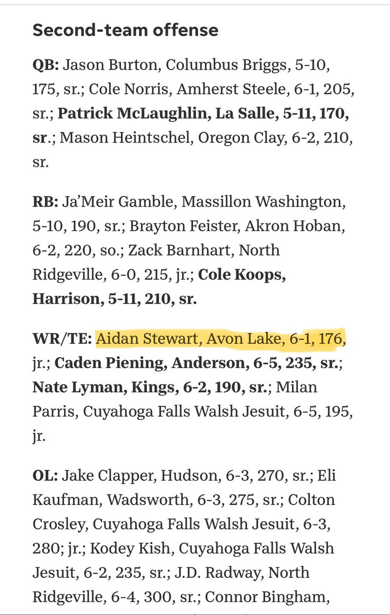 Honored to have been named D2 ALL OHIO in my JUNIOR year‼️ 

<a href="/coachkostelnik/">Matt K</a> <a href="/football_t3/">T3 Football</a>