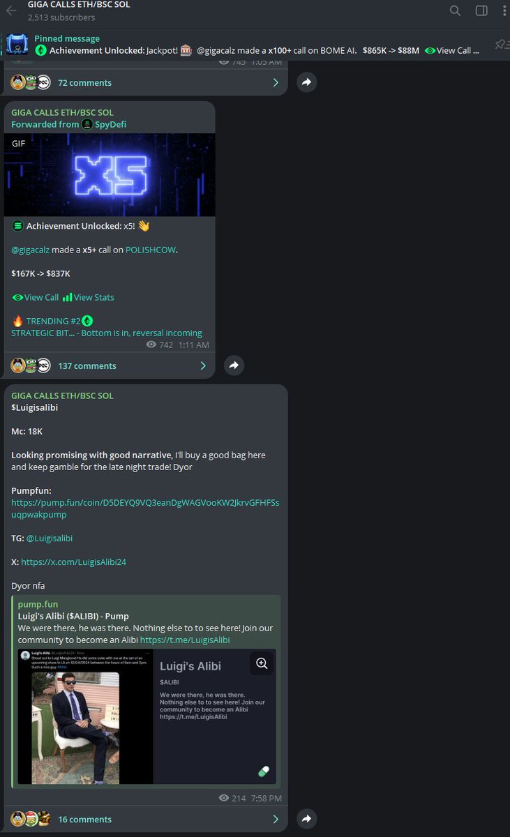 LuigisAlibi24's tweet photo. Giga Calls Luigi's Alibi! $ALIBI Now sits at 67% KOH 57% bonding and just hit New ATH! #Alibi #Defi #Sol #Solana #pumpfun #Crytpo #LowCapGem @Pumpfun @solana @phantom @solflare_wallet 

Join the Party: https://t.co/nRAcUKx7vu https://t.co/PUhueve890