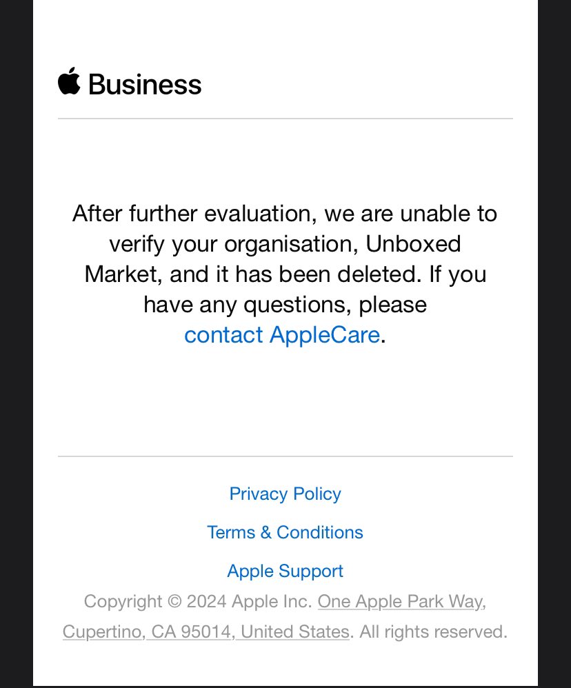 Hey <a href="/AppleSupport/">Apple Support</a> - what the heck?
<a href="/UnboxedMarketCA/">Unboxed Market</a> is definitely real. Why are you deleting us!?