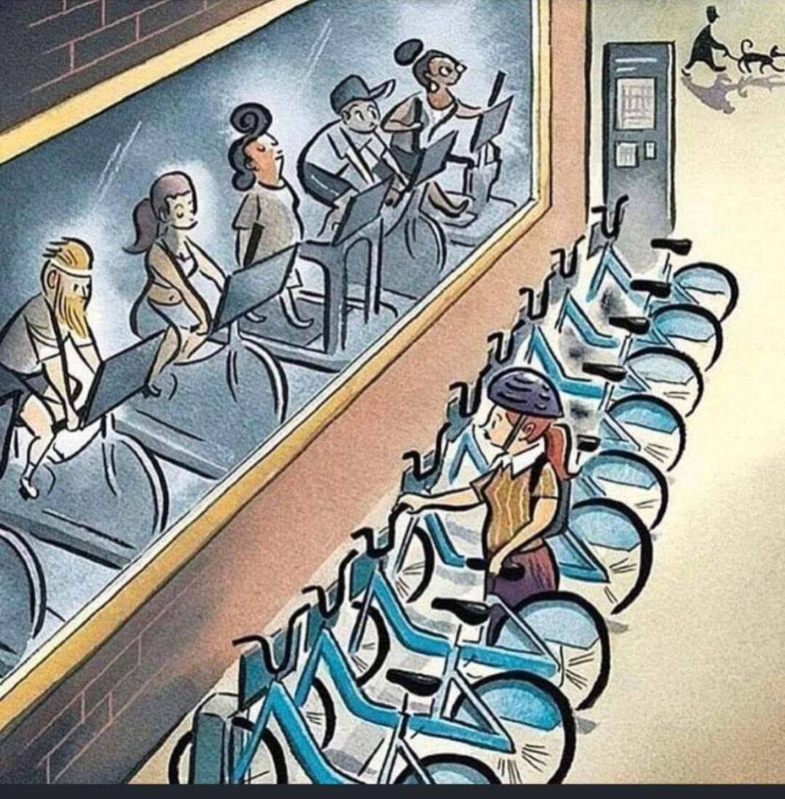the_cycledad's tweet image. “2 minutes of silence for all those DRIVING A CAR to go to the GYM to ride a STATIONARY BICYCLE”

#MakingCitiesLiveableAgain #MovePeopleNotCars #ParkTheCar #SustainableMobility #ActiveMobility #MicroMobility #PublicTransport